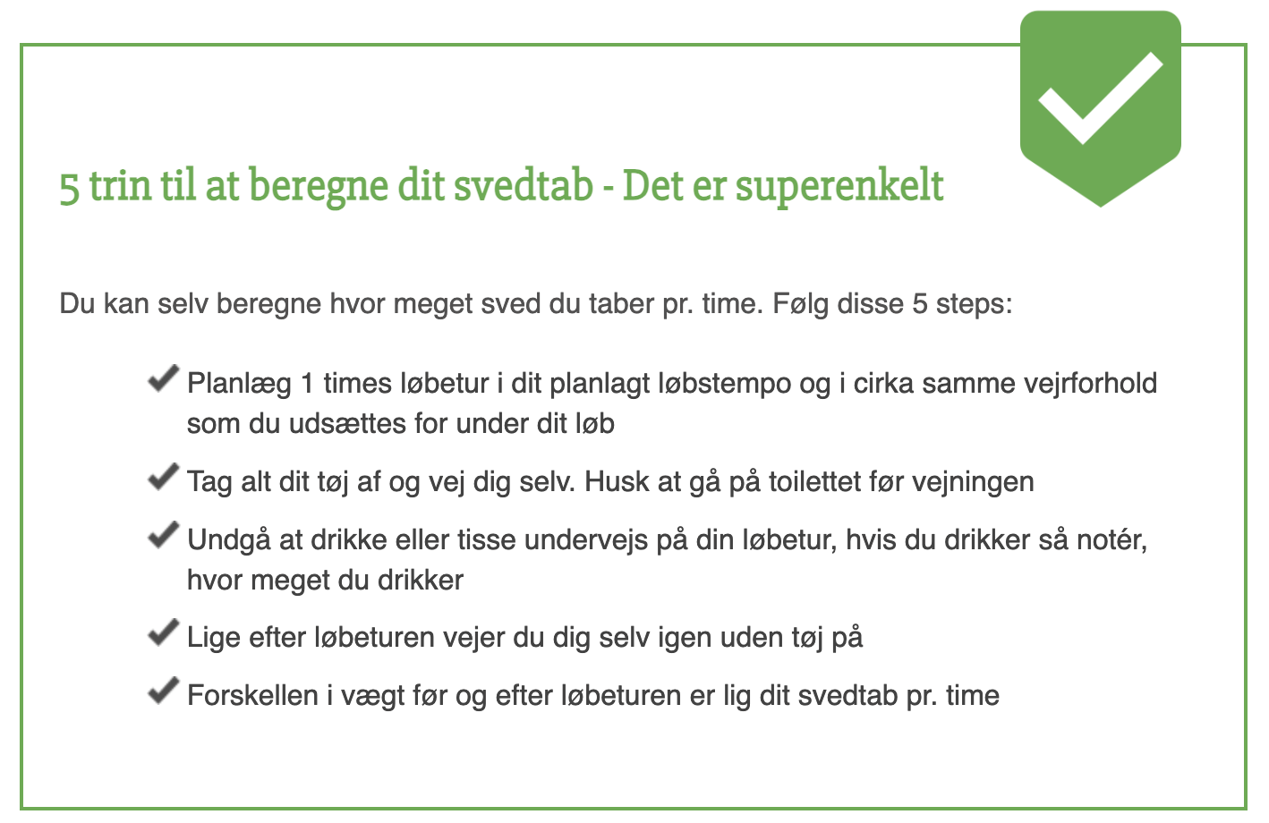 beregning af svedtab i forbindelse med løb og marathon